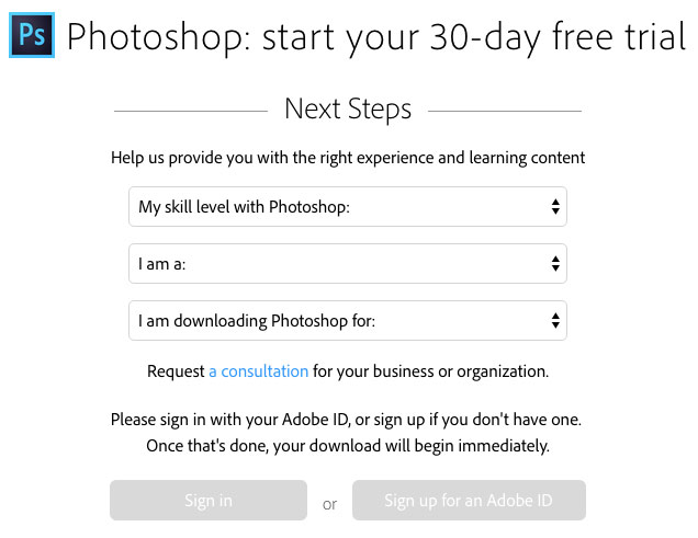 Photoshop Free Trial